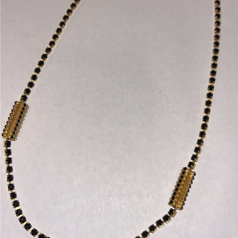 Vintage Gold and Black Rhinestone Beaded Necklace